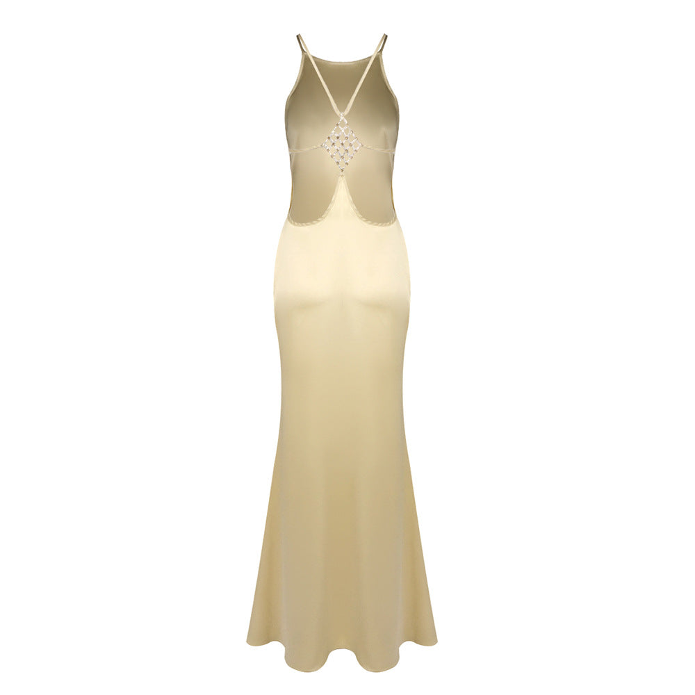 Désir Beaded Backless Maxi Dress Gold