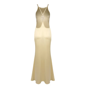 Désir Beaded Backless Maxi Dress Gold