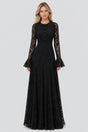 Élodiane Jewel-Button Bell-Sleeve Lace Maxi Dress - Black_-_selmori.com_-_01