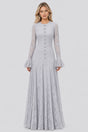 Élodiane Jewel-Button Bell-Sleeve Lace Maxi Dress - Gray_-_selmori.com_-_01