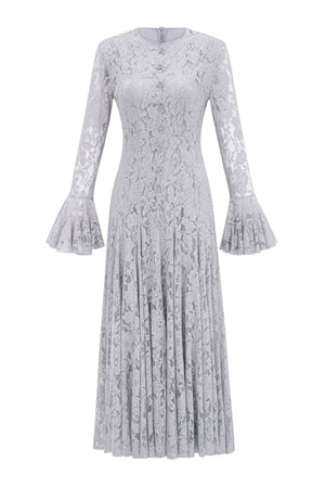 Élodiane Jewel-Button Bell-Sleeve Lace Maxi Dress - Gray_-_selmori.com_-_03