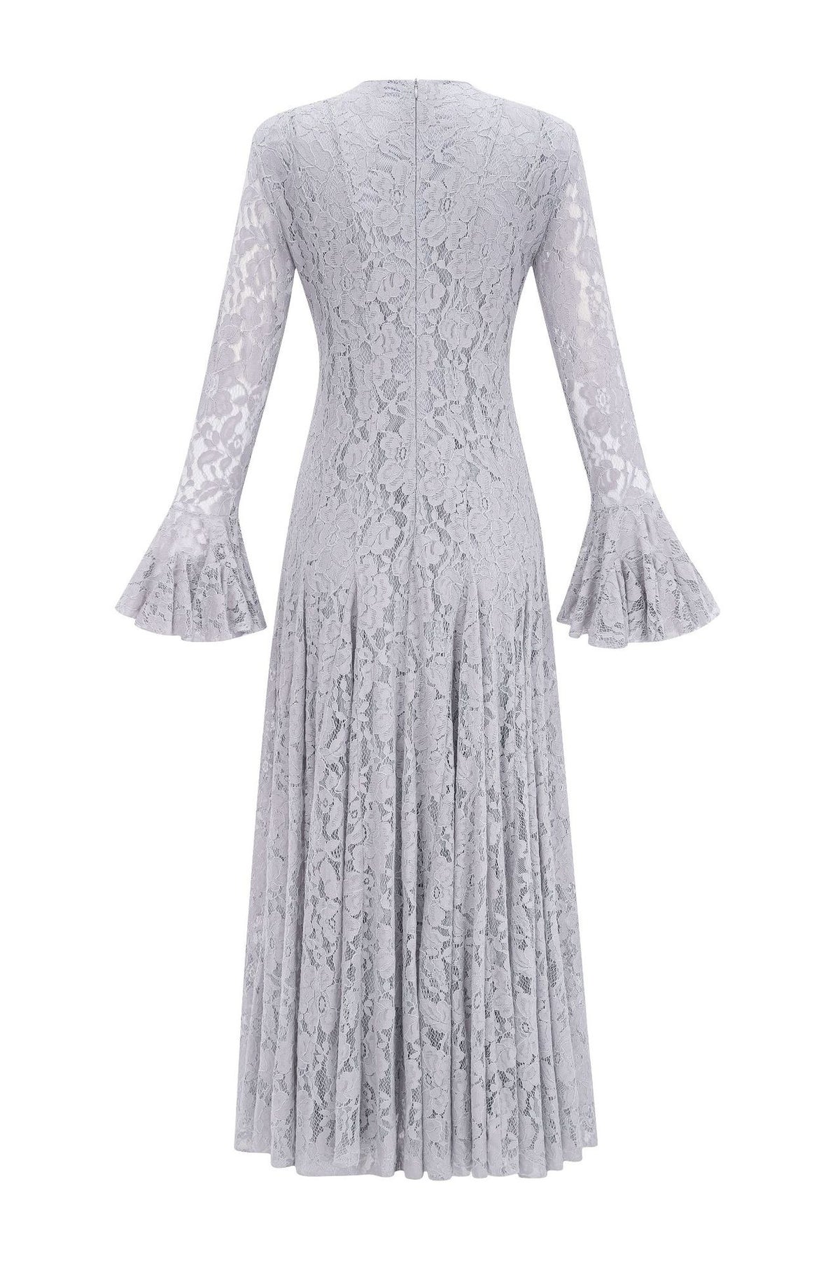 Élodiane Jewel-Button Bell-Sleeve Lace Maxi Dress - Gray_-_selmori.com_-_04