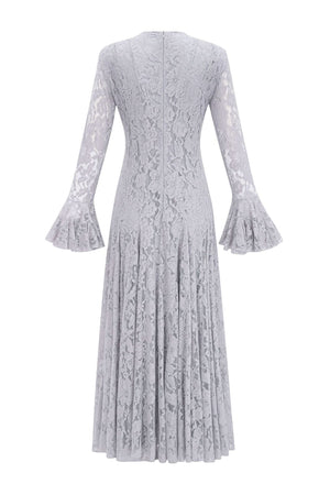 Élodiane Jewel-Button Bell-Sleeve Lace Maxi Dress - Gray_-_selmori.com_-_04