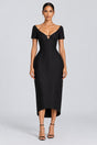 Éloivelle Plunge Neck Sculpted Midi Dress - Black_-_selmori.com_-_01