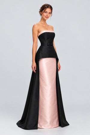 Elviane Strapless Color Block Overskirt Maxi Dress - Pink_-_selmori.com_-_06