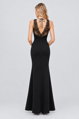 Énigme Lace Plunge Mermaid Maxi Dress - Black_-_selmori.com_-_02