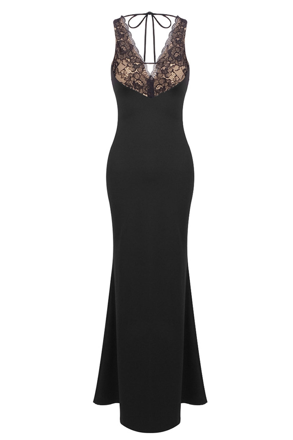 Énigme Lace Plunge Mermaid Maxi Dress - Black_-_selmori.com_-_03