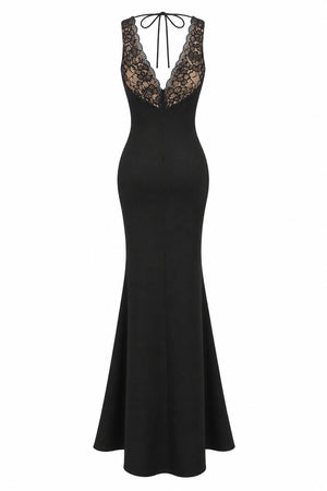 Énigme Lace Plunge Mermaid Maxi Dress - Black_-_selmori.com_-_04