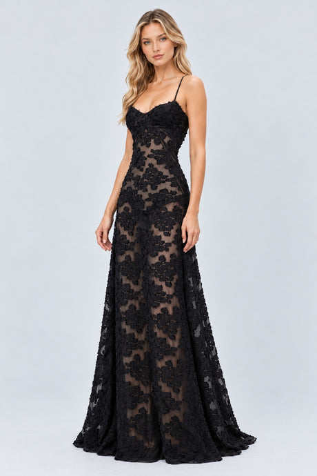 Faustine Floral Jacquard Corset Maxi Dress - Black_-_selmori.com_-_05