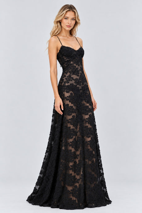 Faustine Floral Jacquard Corset Maxi Dress - Black_-_selmori.com_-_06