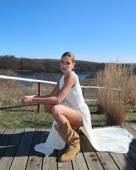 Selmori Flavie Ruched Sleeveless Maxi Dress