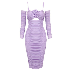 Selmori Marion Ruched Midi Dress Light Purple