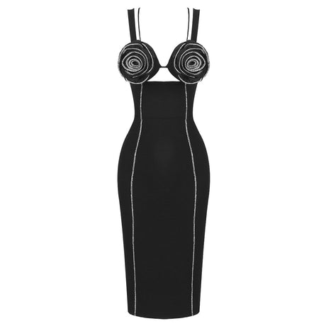 Selmori Ariella Bodycon Midi Dress Black