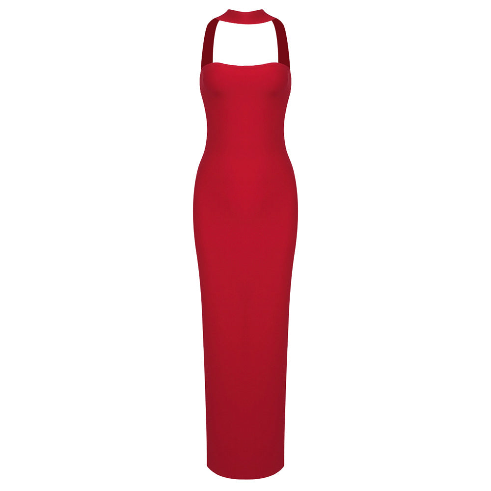Selmori Clémence Strapless Evening Maxi Dress Red