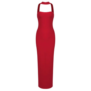 Selmori Clémence Strapless Evening Maxi Dress Red