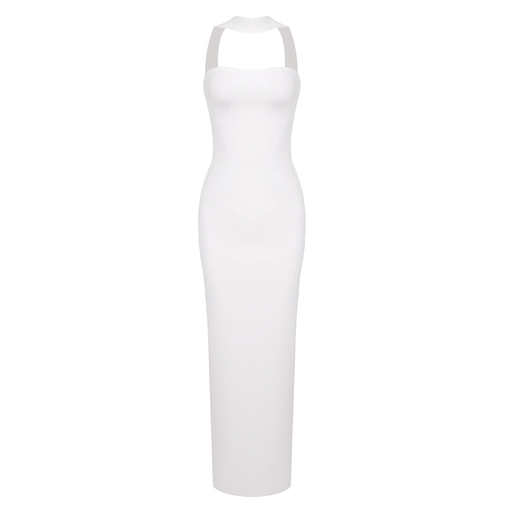 Selmori Clémence Strapless Evening Maxi Dress White
