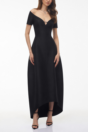 Séléné Deep V Short Sleeve Bandage Midi Dress