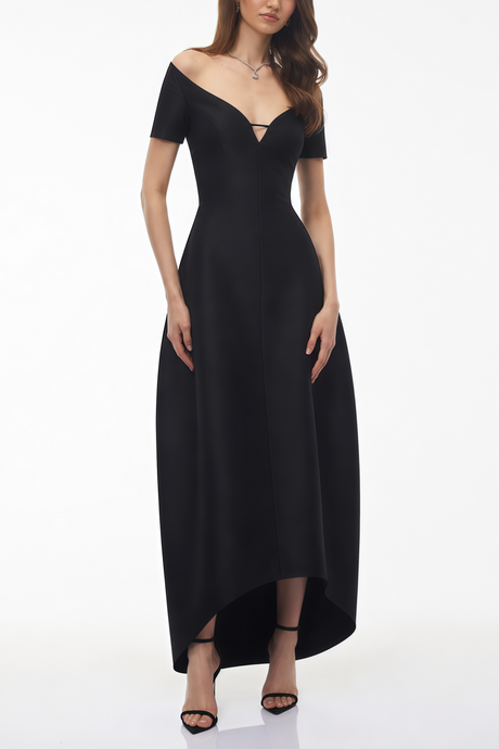 Séléné Deep V Short Sleeve Bandage Midi Dress