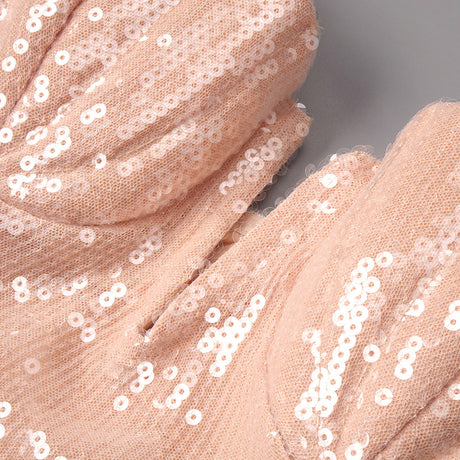 Hymne Blush Pink Sequin Strapless Evening Gown