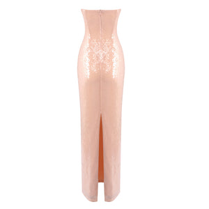 Hymne Blush Pink Sequin Strapless Evening Gown