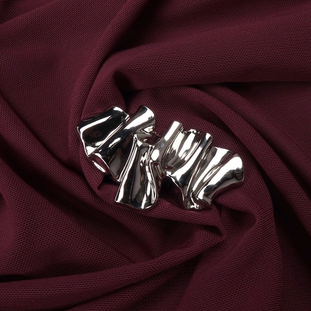 Instinct One Shoulder Draped Ruched Mini Dress Burgundy