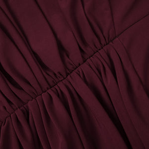 Instinct One Shoulder Draped Ruched Mini Dress Burgundy