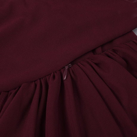 Instinct One Shoulder Draped Ruched Mini Dress Burgundy