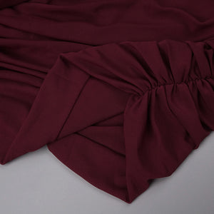 Instinct One Shoulder Draped Ruched Mini Dress Burgundy