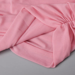 Instinct One Shoulder Draped Ruched Mini Dress Pink