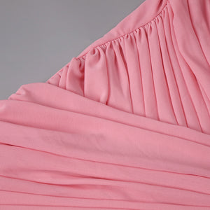 Instinct One Shoulder Draped Ruched Mini Dress Pink