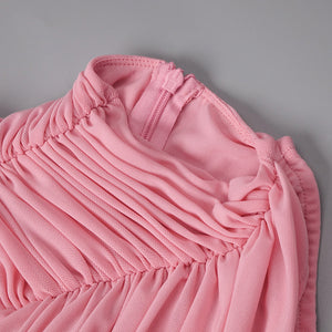 Instinct One Shoulder Draped Ruched Mini Dress Pink