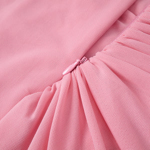 Instinct One Shoulder Draped Ruched Mini Dress Pink