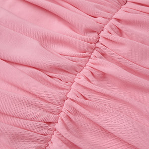 Instinct One Shoulder Draped Ruched Mini Dress Pink