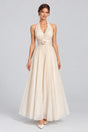 Isabeau Halter Rosette Waist Maxi Dress - White_-_selmori.com_-_01