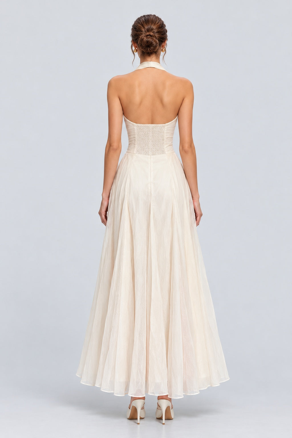 Isabeau Halter Rosette Waist Maxi Dress - White_-_selmori.com_-_02