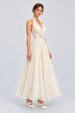 Isabeau Halter Rosette Waist Maxi Dress - White_-_selmori.com_-_06