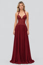 Isaline Halter Lace Corset Maxi Dress - Burgundy_-_selmori.com_-_01