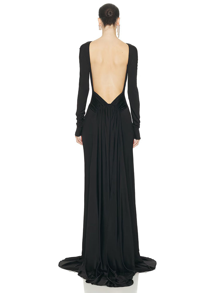 Selmori Orianne Long Sleeve Backless Maxi Dress