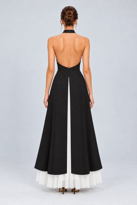 Juliette Halterneck Layered Maxi Dress - Black - Left view