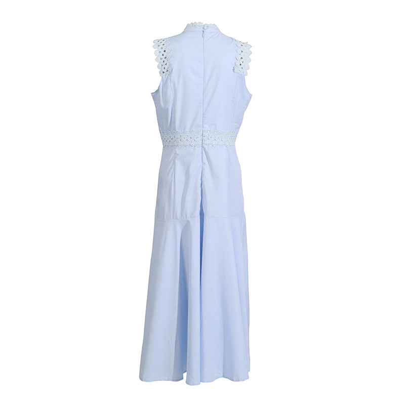 Léandra Lace Sleeveless High Neck A-Line Midi Dress