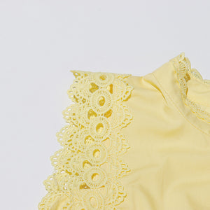 Léandra Lace Sleeveless High Neck A-Line Midi Dress