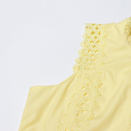 Léandra Lace Sleeveless High Neck A-Line Midi Dress