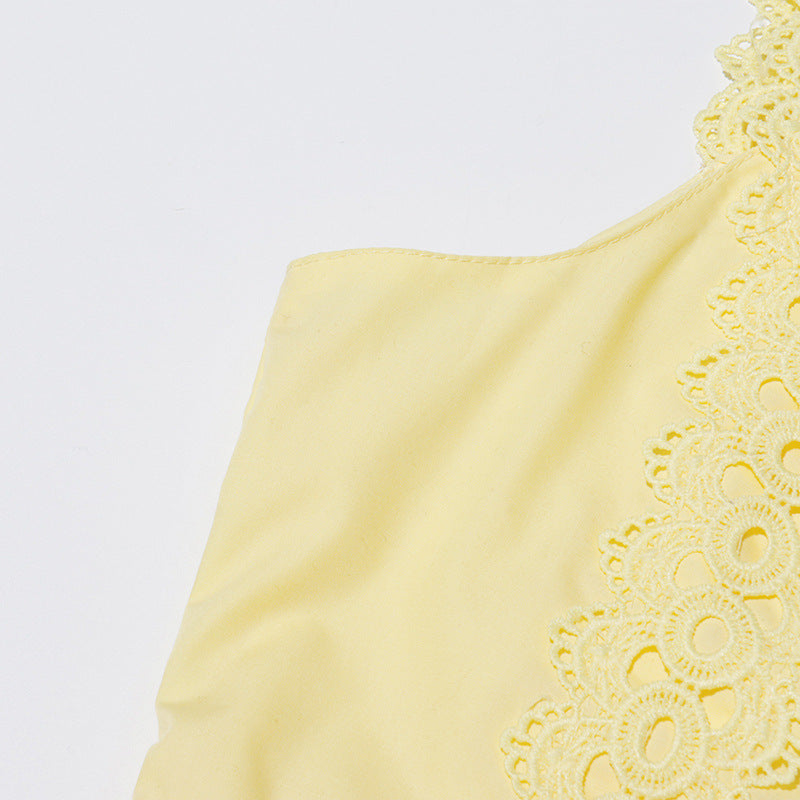 Léandra Lace Sleeveless High Neck A-Line Midi Dress