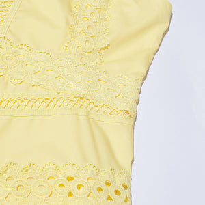 Léandra Lace Sleeveless High Neck A-Line Midi Dress