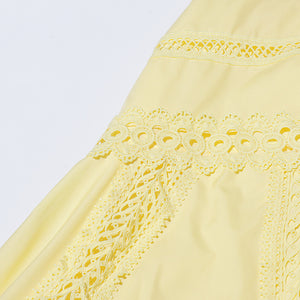 Léandra Lace Sleeveless High Neck A-Line Midi Dress