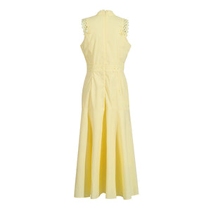 Léandra Lace Sleeveless High Neck A-Line Midi Dress