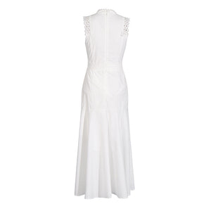 Léandra Lace Sleeveless High Neck A-Line Midi Dress