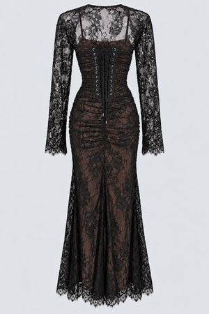 Léorine Lace Corset Maxi Dress with Shrug - Black_-_selmori.com_-_04