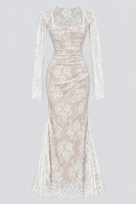Léorine Lace Corset Maxi Dress with Shrug - White_-_selmori.com_-_03