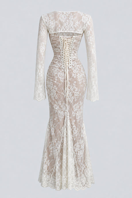 Léorine Lace Corset Maxi Dress with Shrug - White_-_selmori.com_-_04